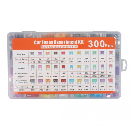 Araç Sigorta Seti 300 Parça 3 Boy Micro/Mini/Standart Boy Düzenleyici Kutusunda
